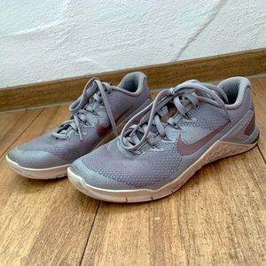 Gray Nike Metcons. Gently used and in very good condition.